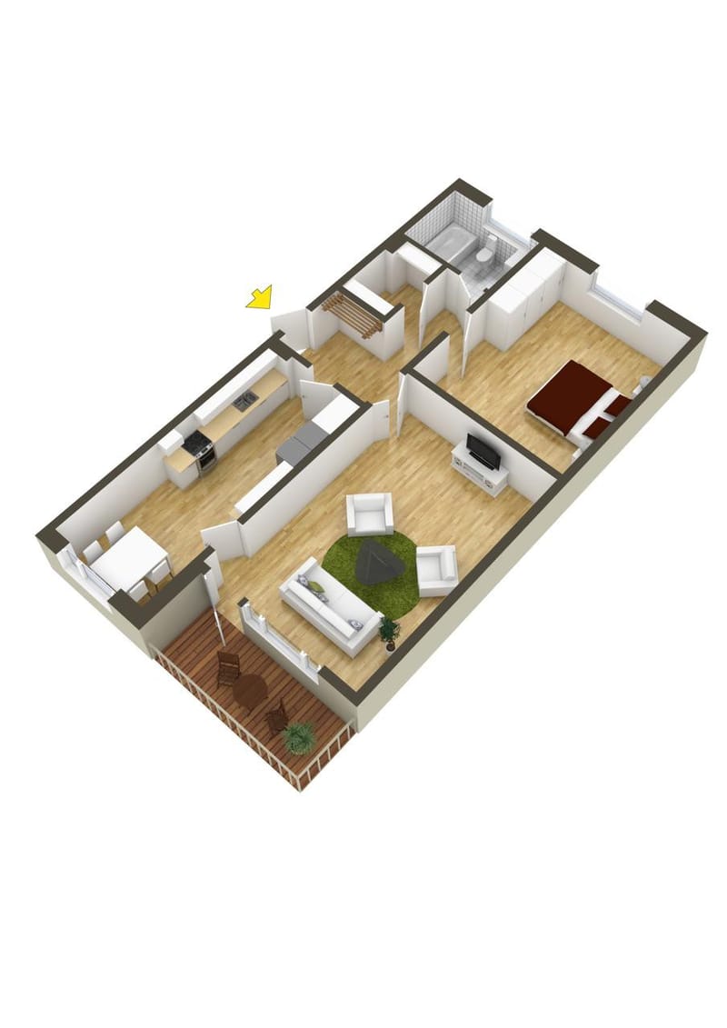 one bedroom home floor plans 3