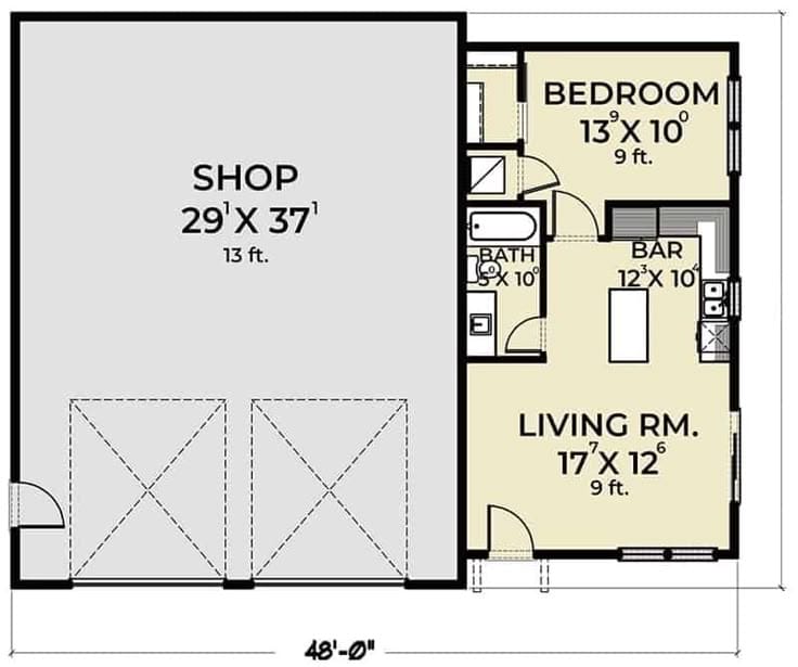 one bedroom house plans with garage 3
