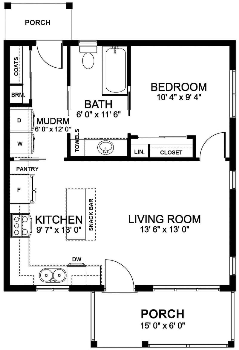 one bedroom one bath house plans 5