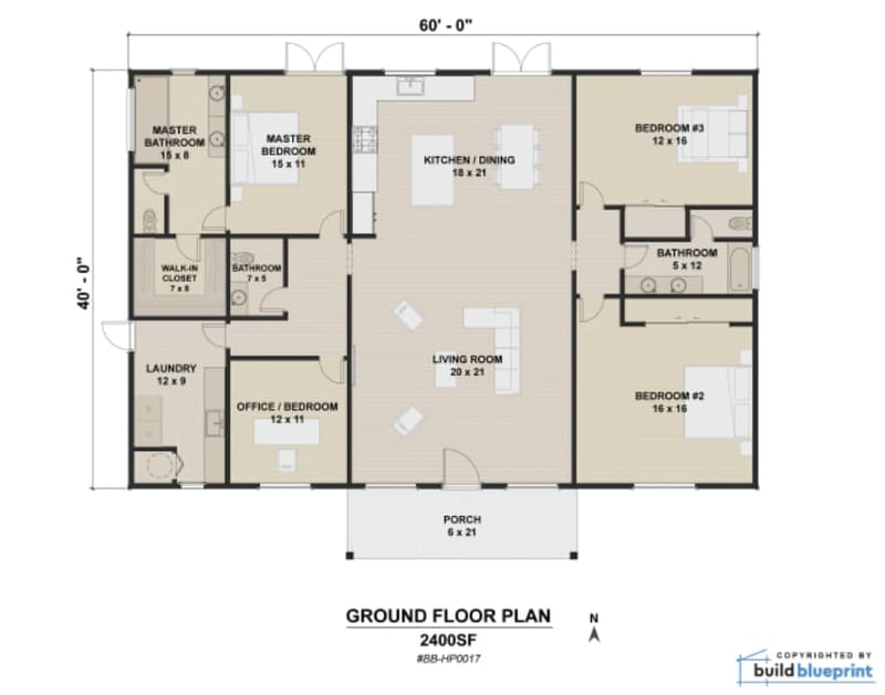 one story 3 bedroom barndominium floor plans 2