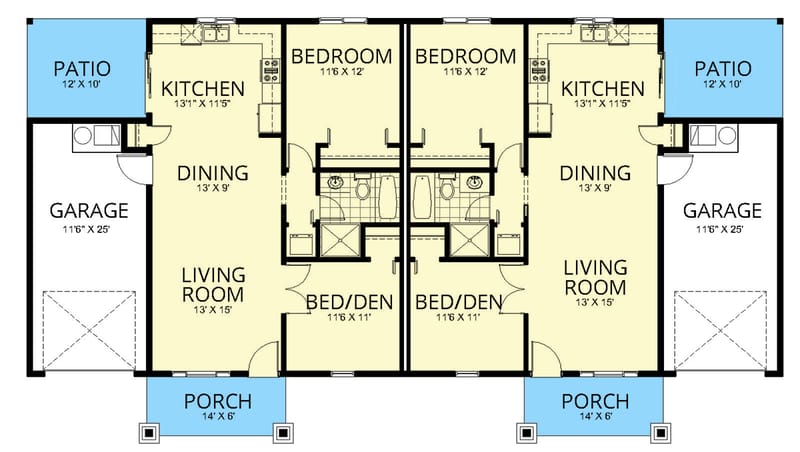 one story duplex house plans 3