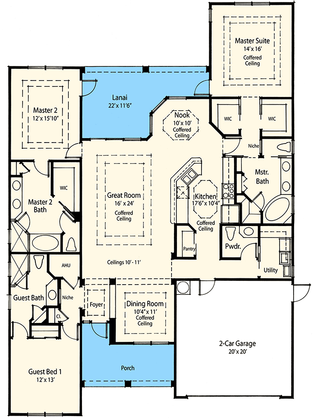 one story floor plans with two master suites 3