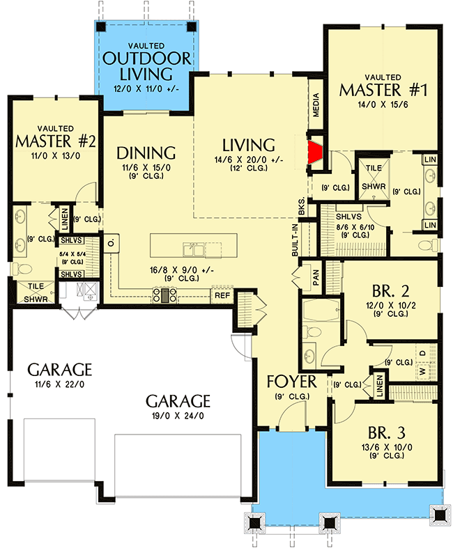 one story floor plans with two master suites 5