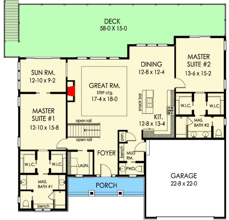 one story floor plans with two master suites 1