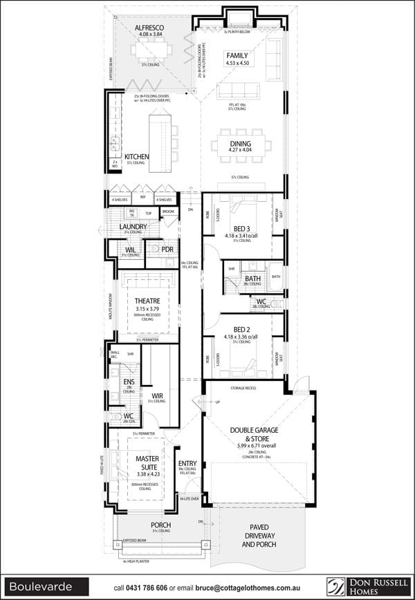 one story home plans for narrow lots 4