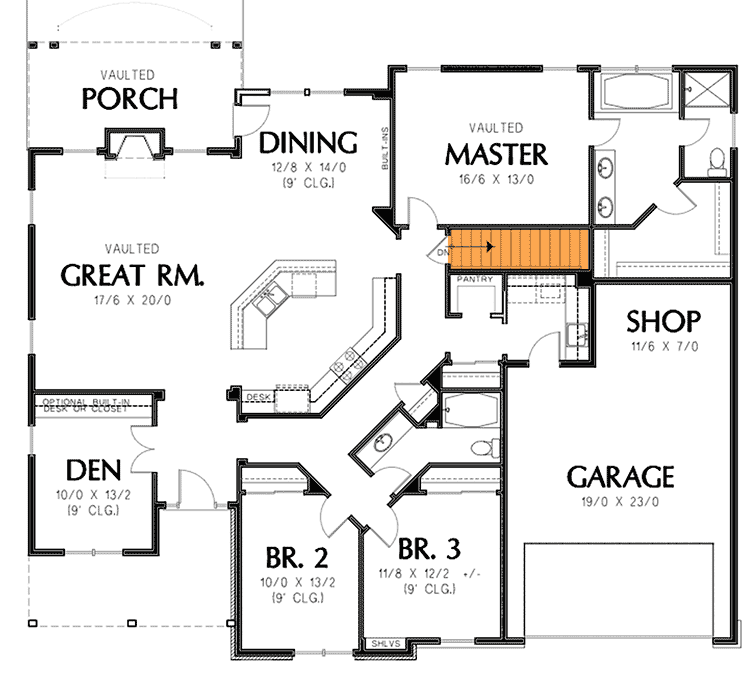 one story home plans with basement 2