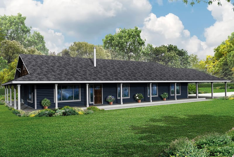 one story home with wrap around porch 2