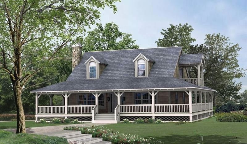 one story homes with wrap around porches 5