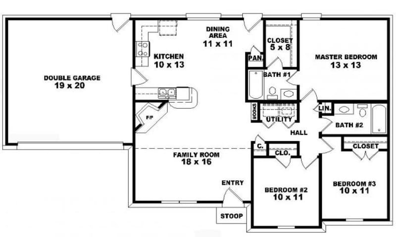 one story three bedroom house plans 5