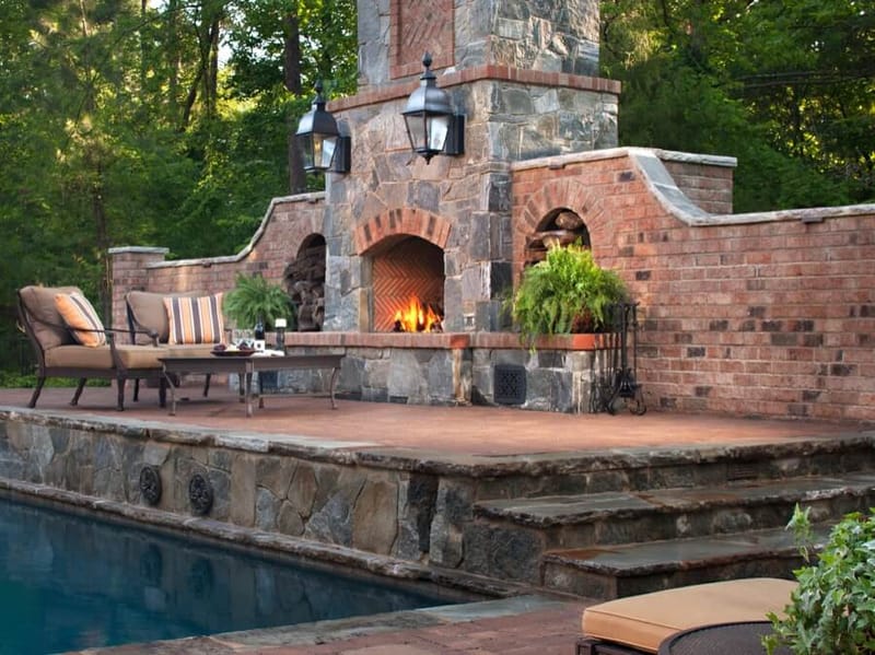 outdoor patio designs with fireplace 5