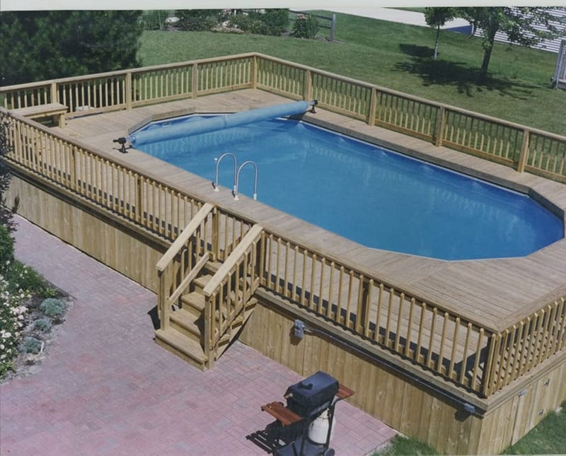 oval above ground pool with deck 3
