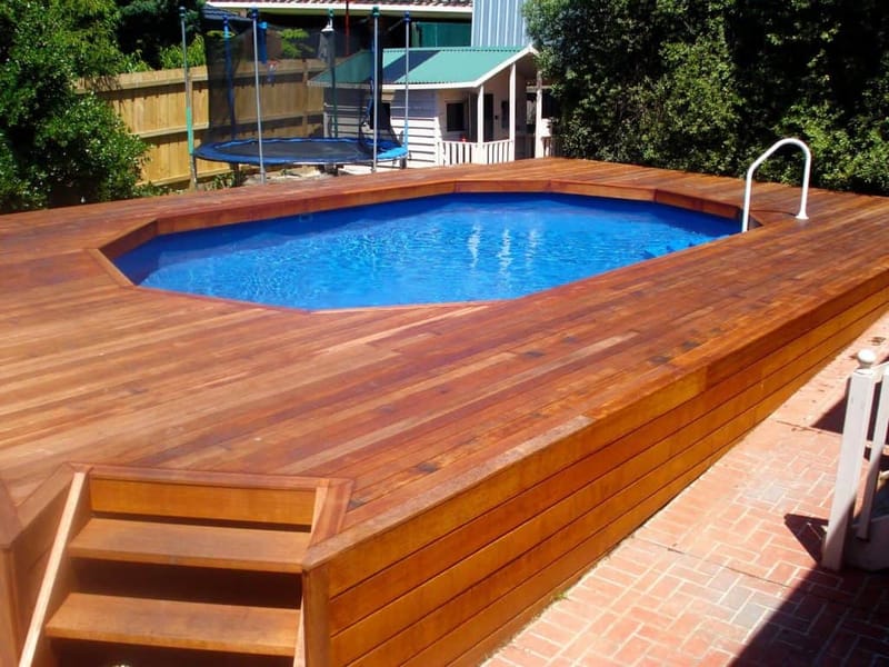 oval above ground pool with deck 4