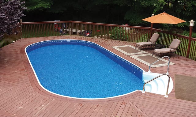 oval above ground pool with deck 5