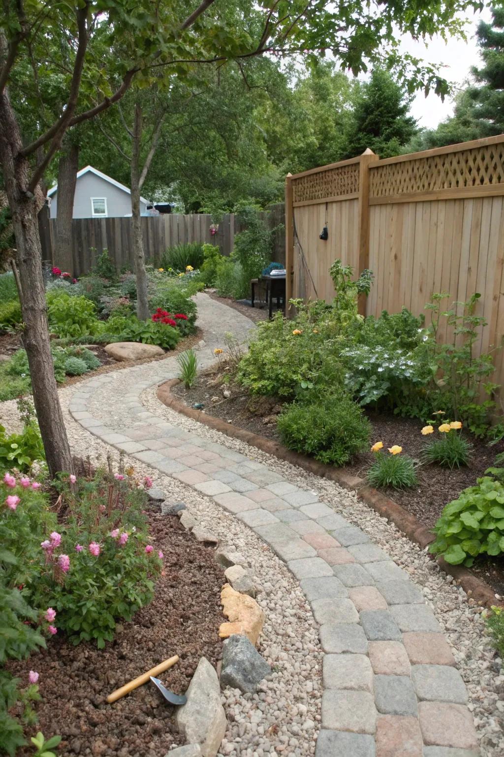 pea gravel and paver walkway 1