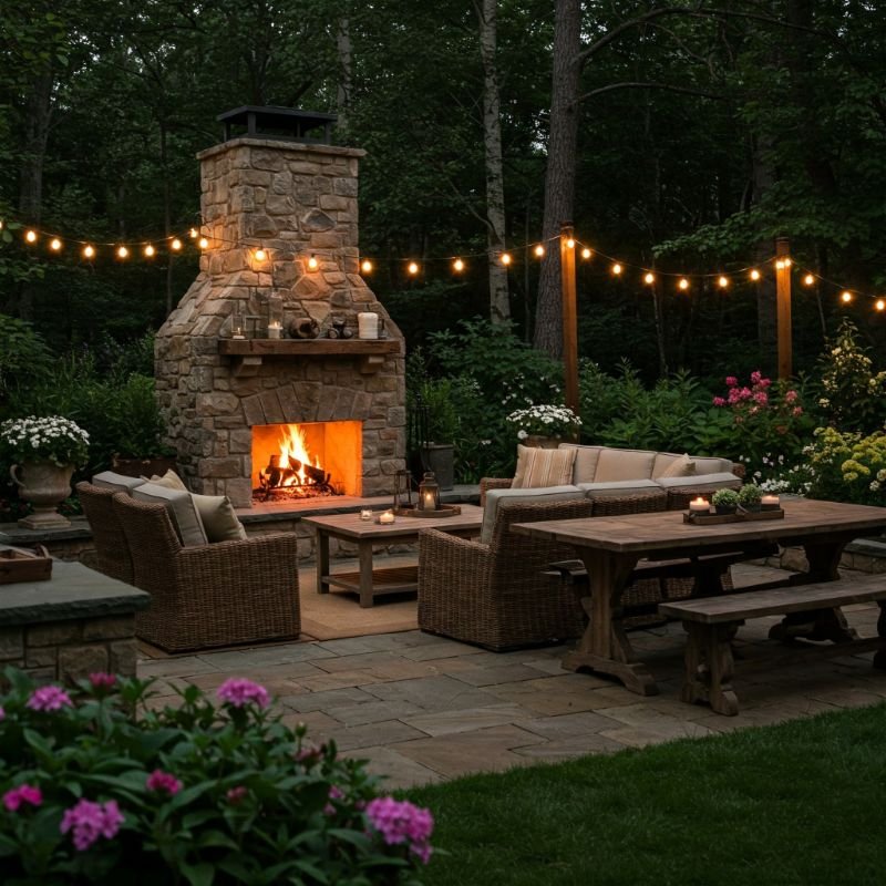 pictures of outdoor living spaces with fireplace 1