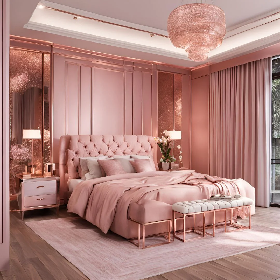 pink and gold bedroom set 3
