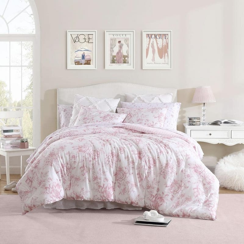 pink and white bed linen 3