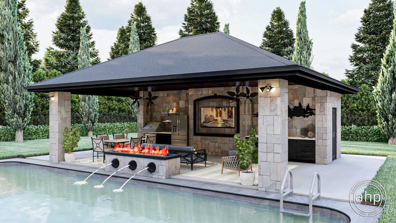 pool house plans with outdoor kitchen 4
