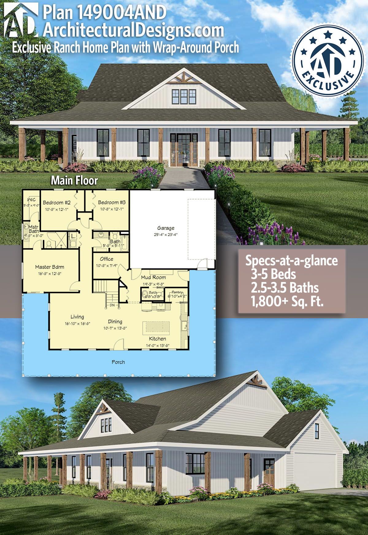 ranch home plans with front porch 3
