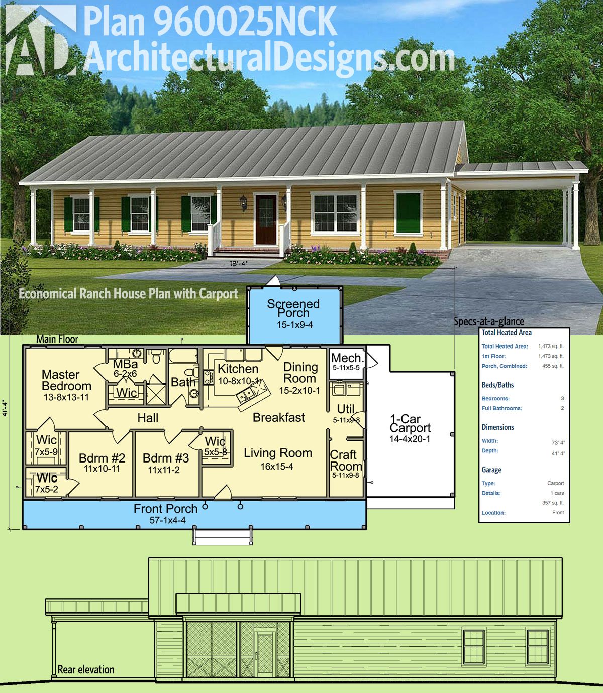 ranch home plans with front porch 3