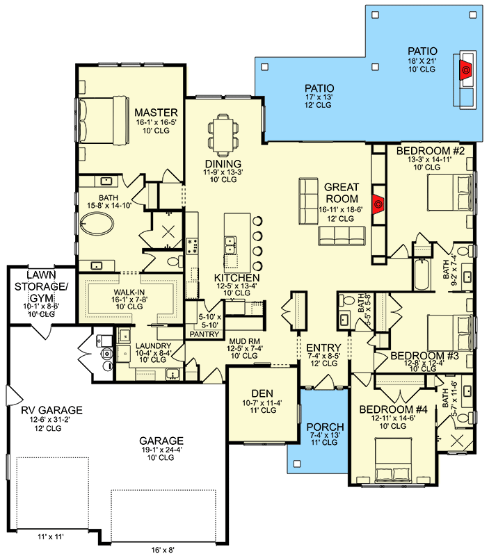 ranch house plans 3000 square feet 2