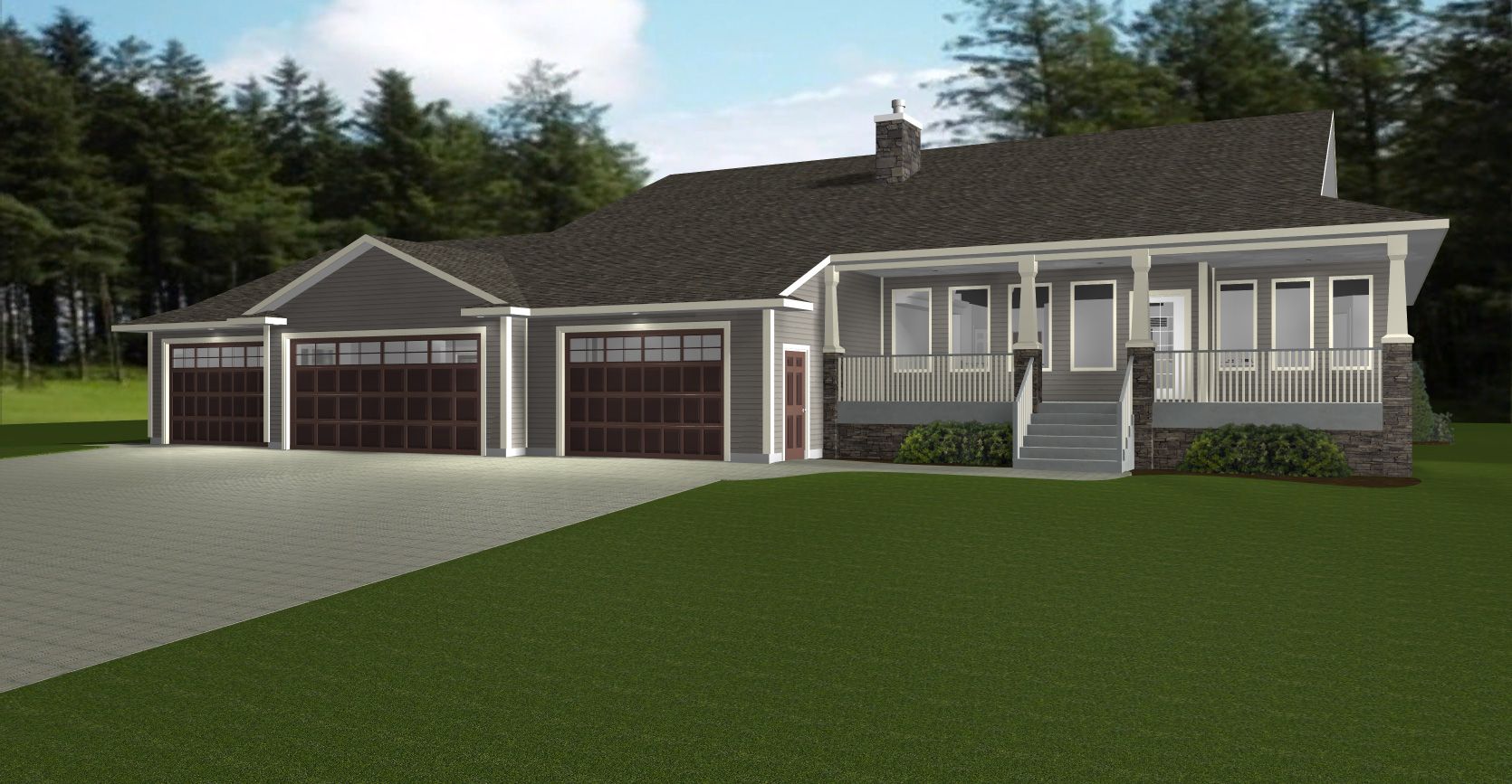 ranch style house plans with 3 car garage 2