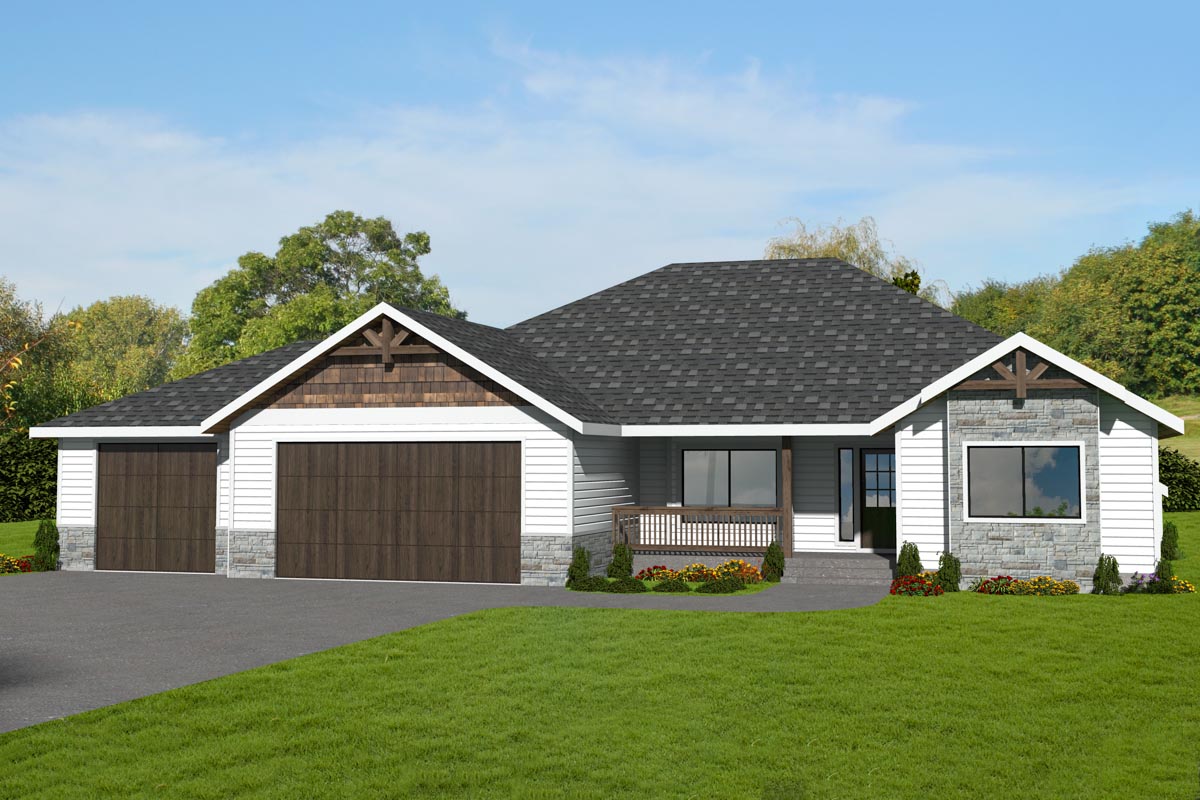 ranch style house plans with 3 car garage 3
