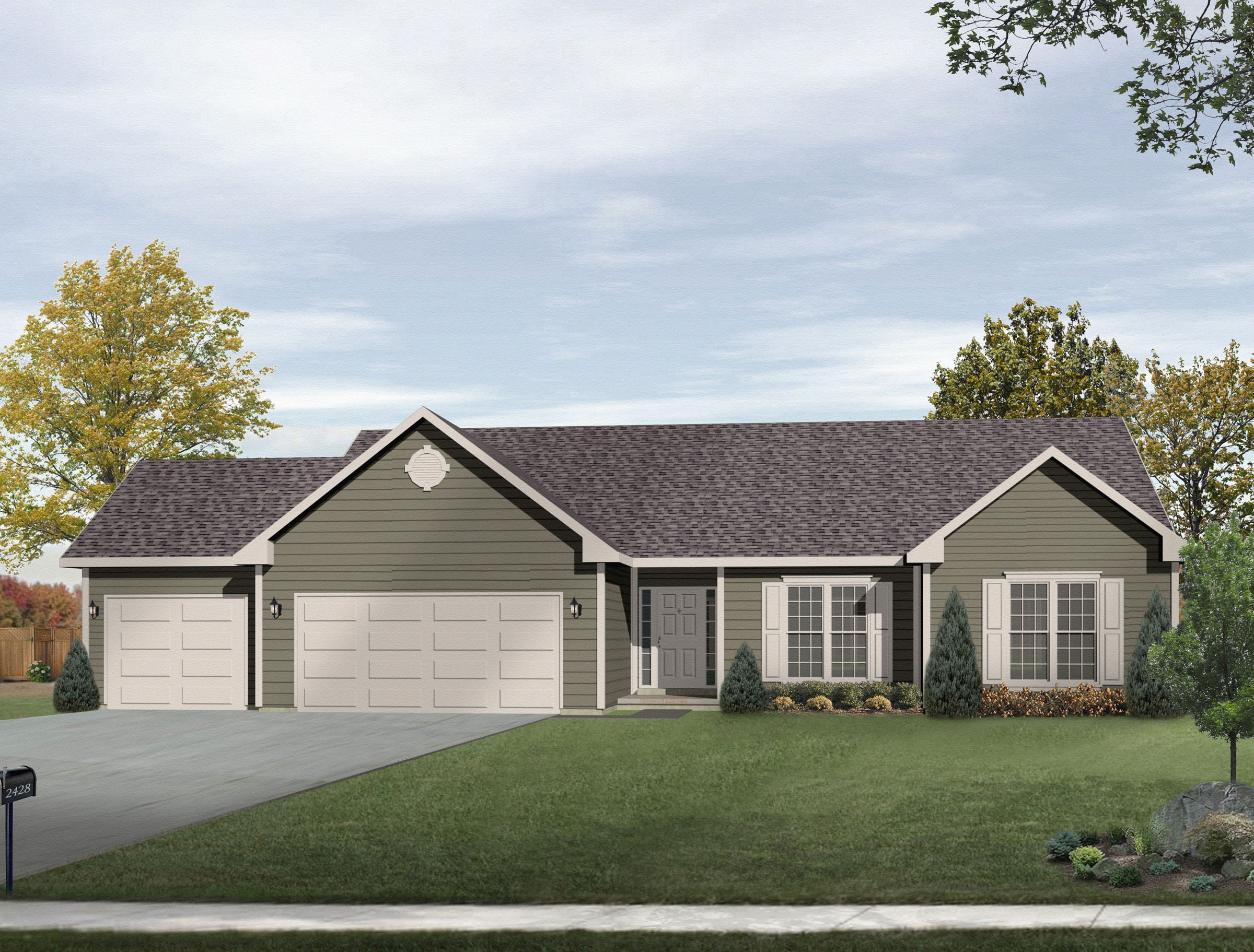 ranch style house plans with 3 car garage 4