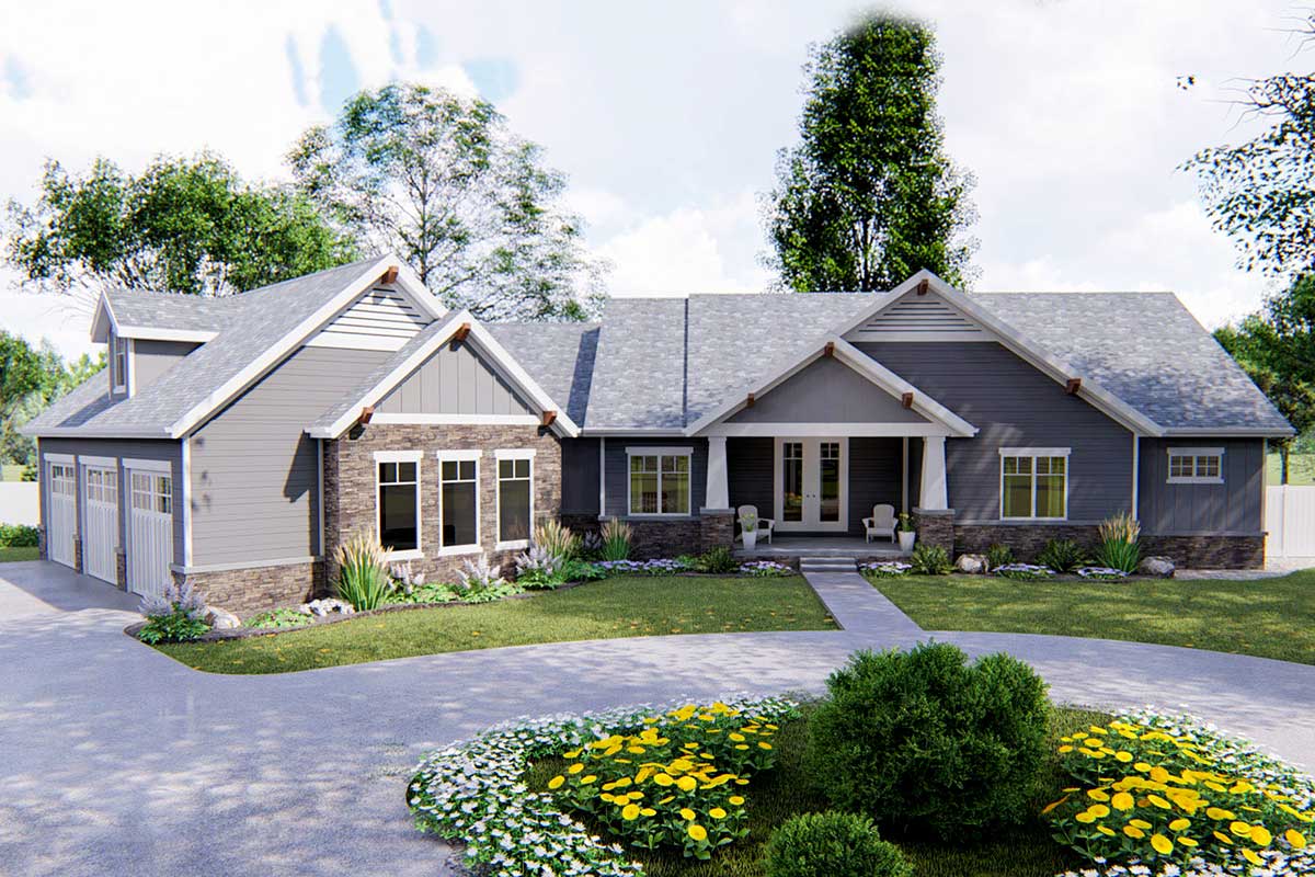 ranch style house plans with 3 car garage 3
