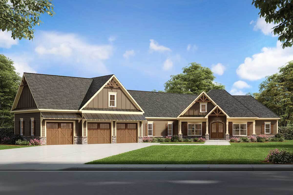 ranch style house plans with 3 car garage 2