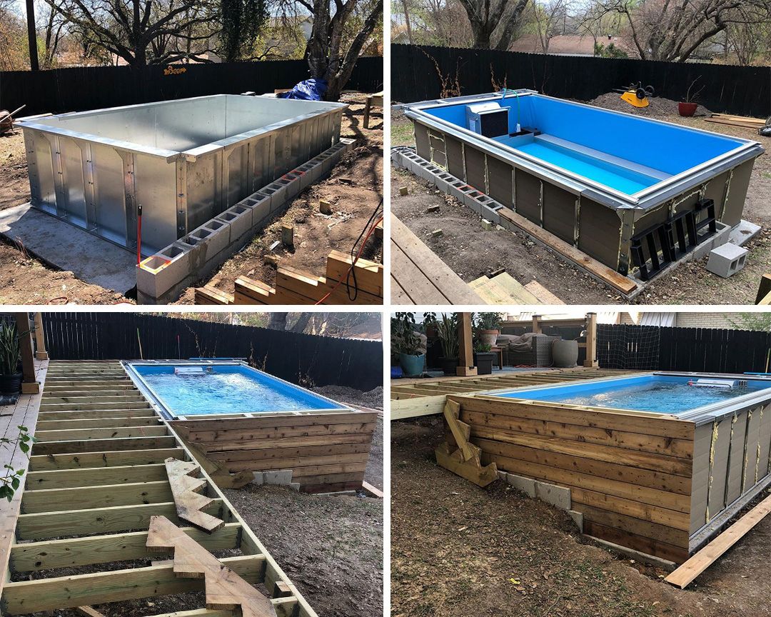 rectangle above ground pool with deck 4