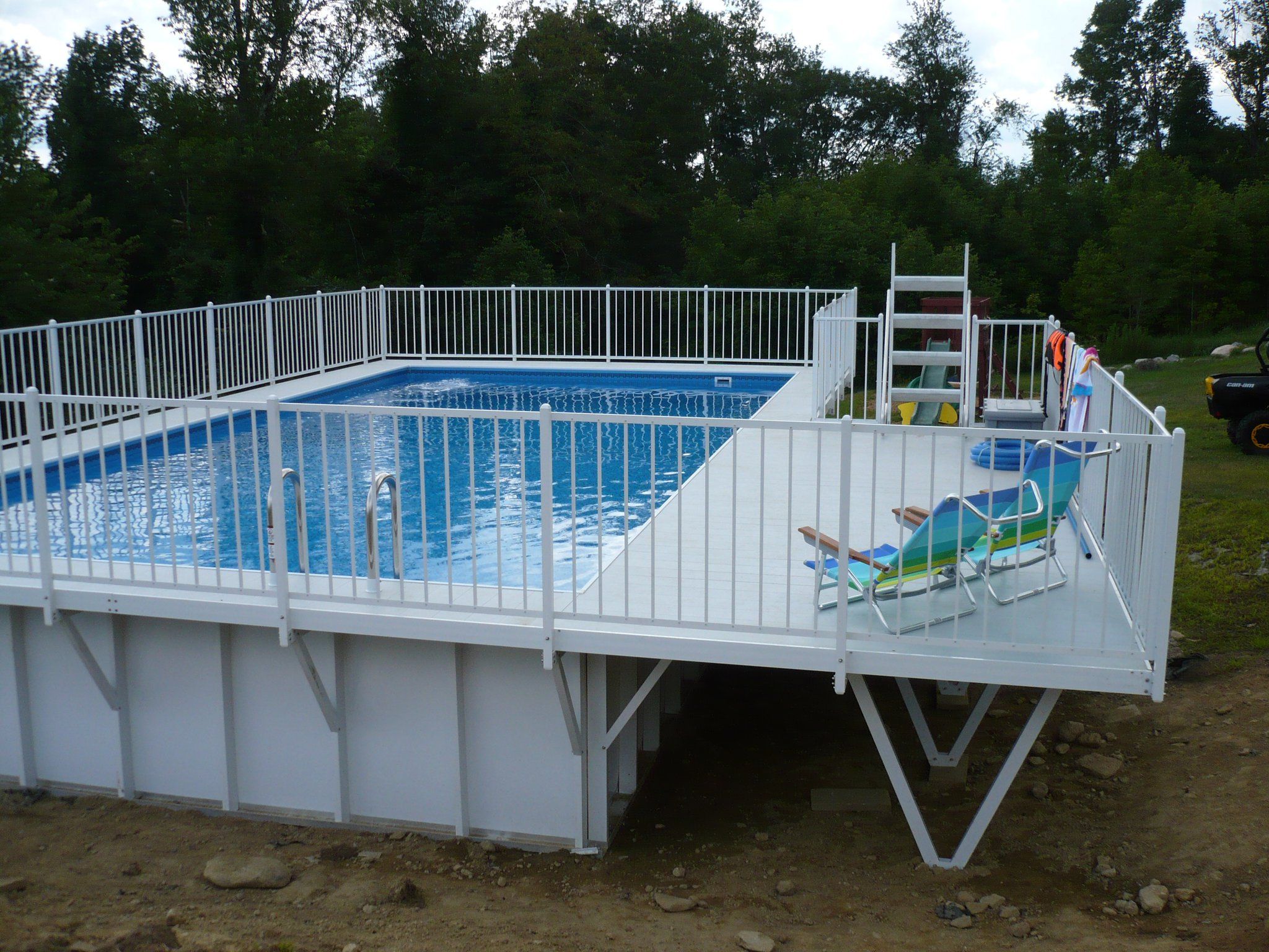 rectangle above ground pool with deck 5