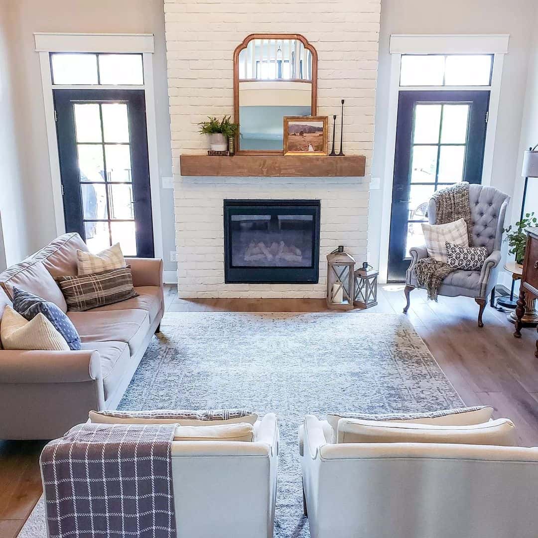 rectangle living room layout with fireplace 1