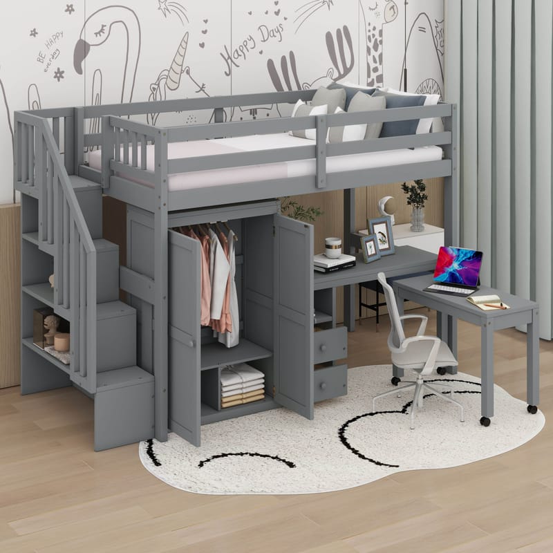 Reimagining Small Spaces The Genius of Twin Loft Beds with Integrated Steps 2
