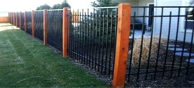 rod iron fence with wood 4