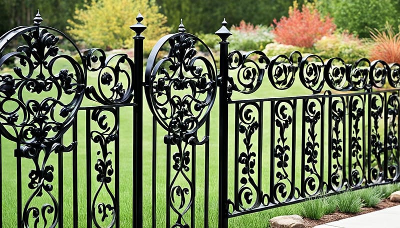 rod iron fence with wood 5