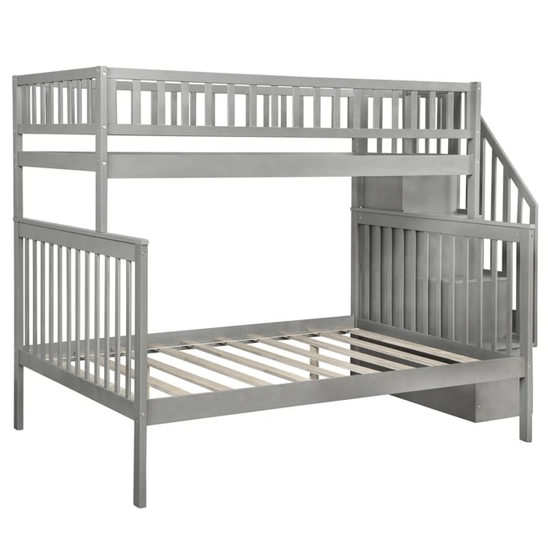 Safety First Exploring the Features of Reliable Grey Bunk Beds with Stairs 3