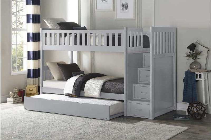 Safety First Exploring the Features of Reliable Grey Bunk Beds with Stairs 4