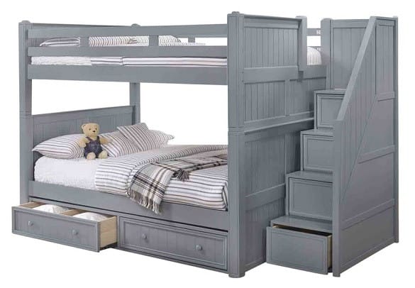 Safety First Exploring the Features of Reliable Grey Bunk Beds with Stairs 1