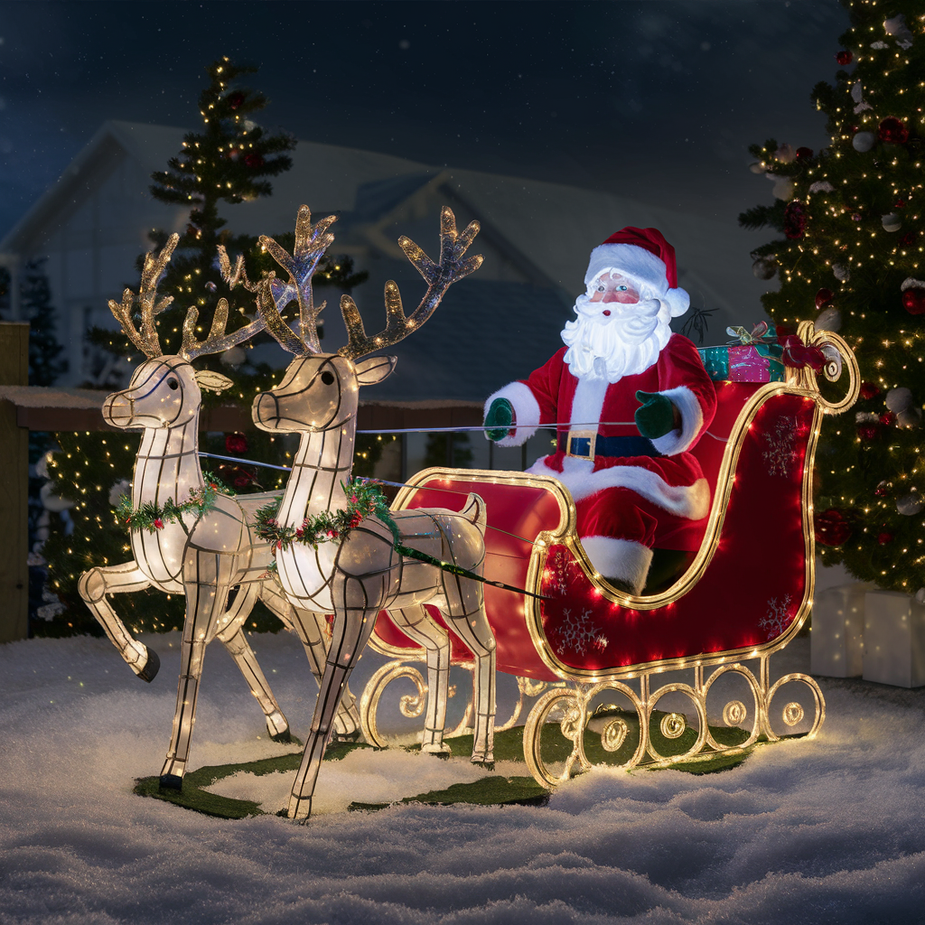 santa sleigh reindeer outdoor decoration 3