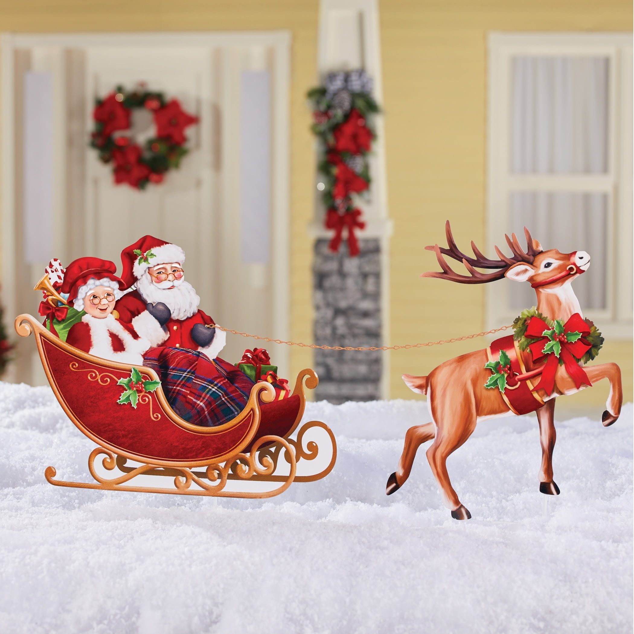 santa sleigh reindeer outdoor decoration 4