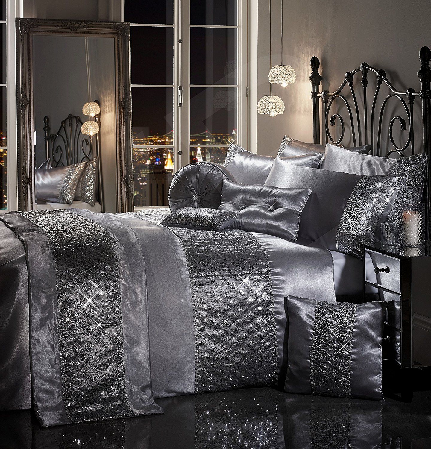 silver bedroom set with crystals 5