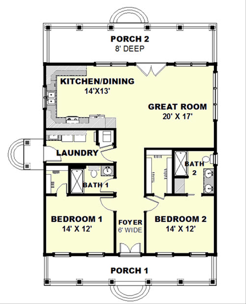 simple 2 bed 2 bath house plans 2