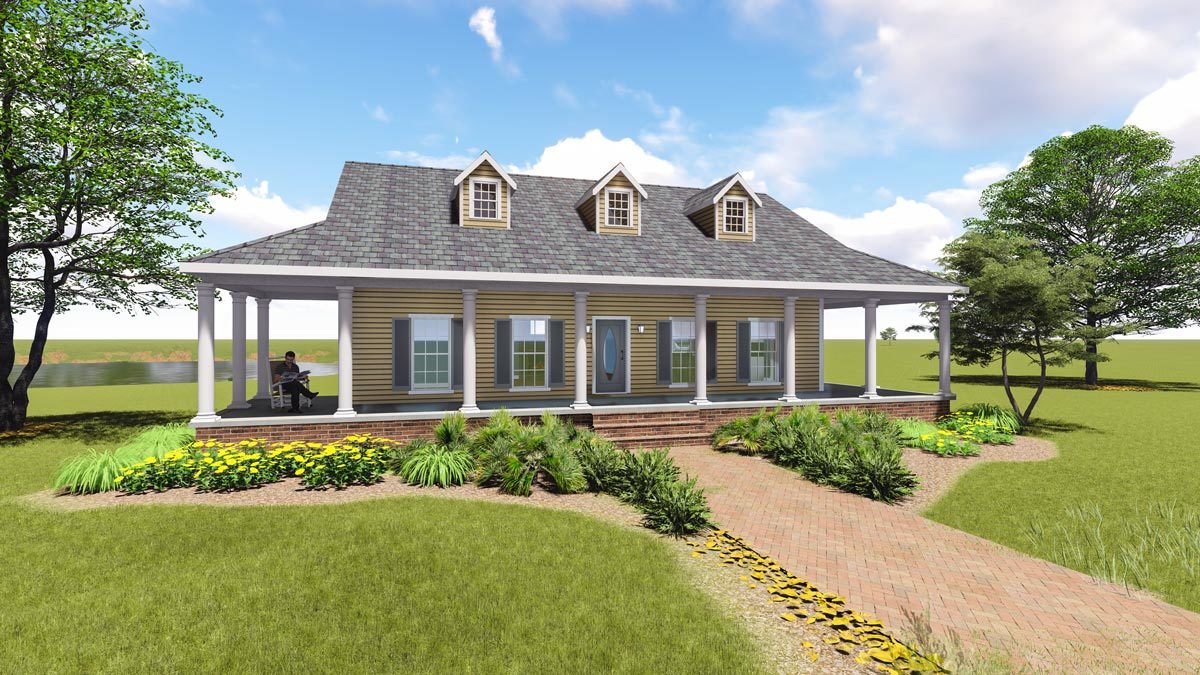 single level home with wrap around porch 5
