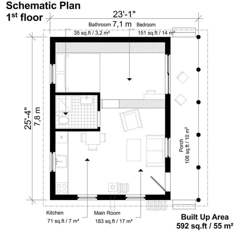 single story cabin floor plans 4