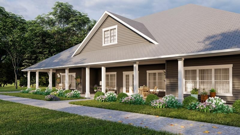 single story homes with wrap around porch 2