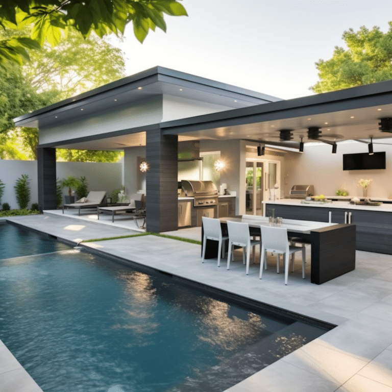 small backyard with pool and outdoor kitchen 2