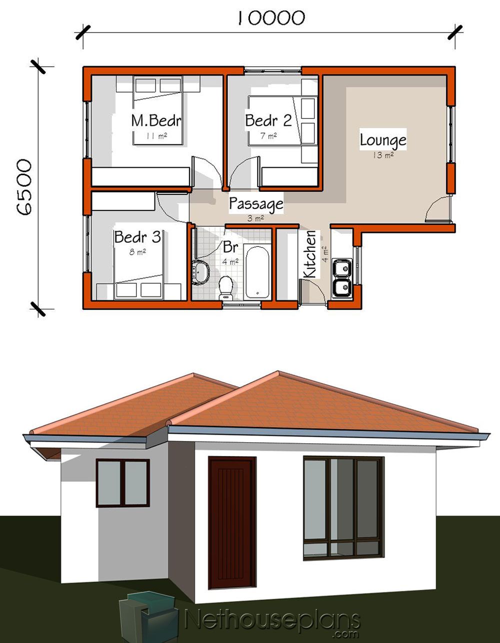 small house floor plans 3 bedroom 3