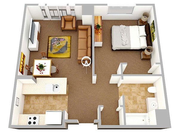 small one bedroom apartment floor plans 2