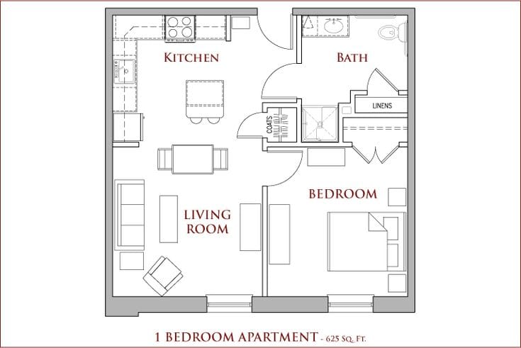 small one bedroom apartment floor plans 4